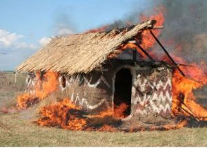 fire in hut file photo