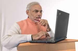 narendra modi on laptop